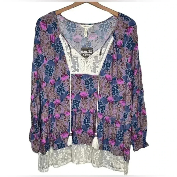 Matilda Jane Sew Perfect Peasant Top Large Make Believe Lace Boho Festival NWT - Picture 2 of 11